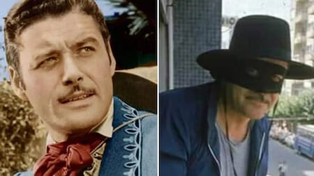 Guy Williams caracterizado como El Zorro
