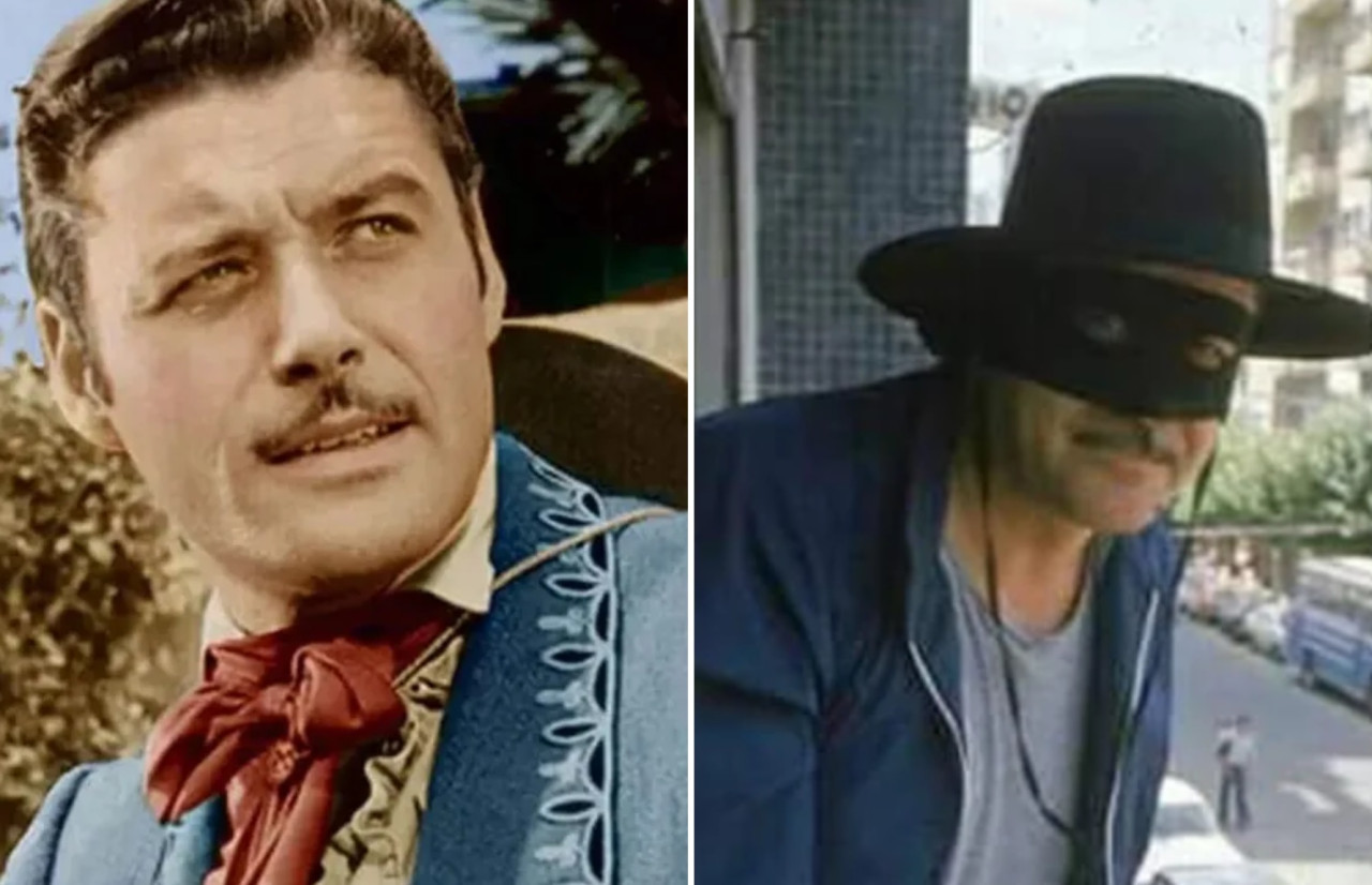 Guy Williams caracterizado como El Zorro