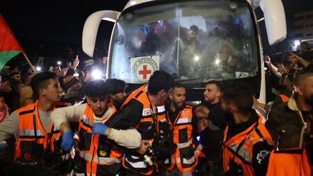 La llegada de los presos palestinos. Foto: EFE.