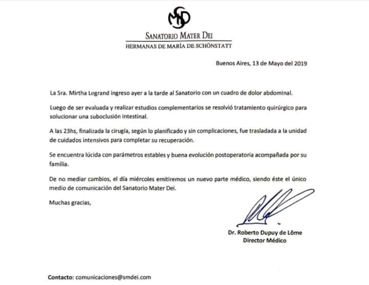 Parte médico - Mirtha Legrand