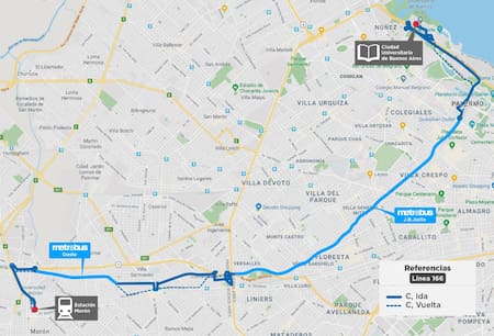 Nuevo recorrido línea 166. Fuente: Ministerio de Transporte