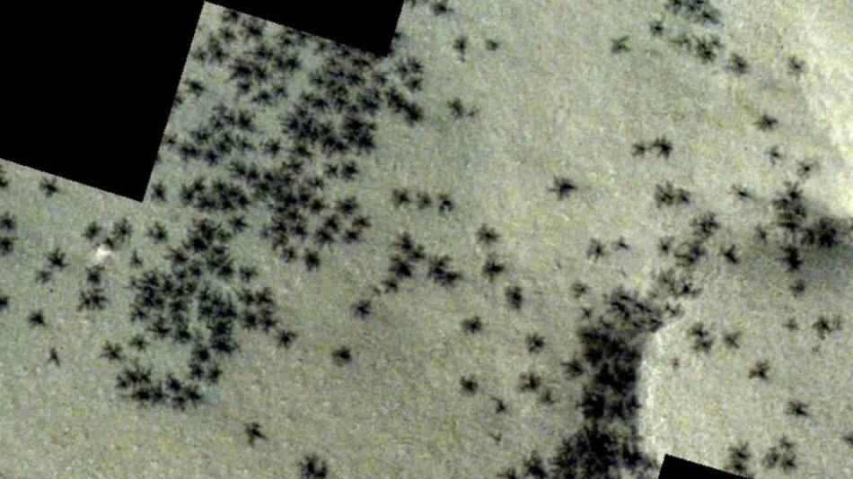 Las "arañas de Marte". Foto: ESA/TGO/CaSSIS.