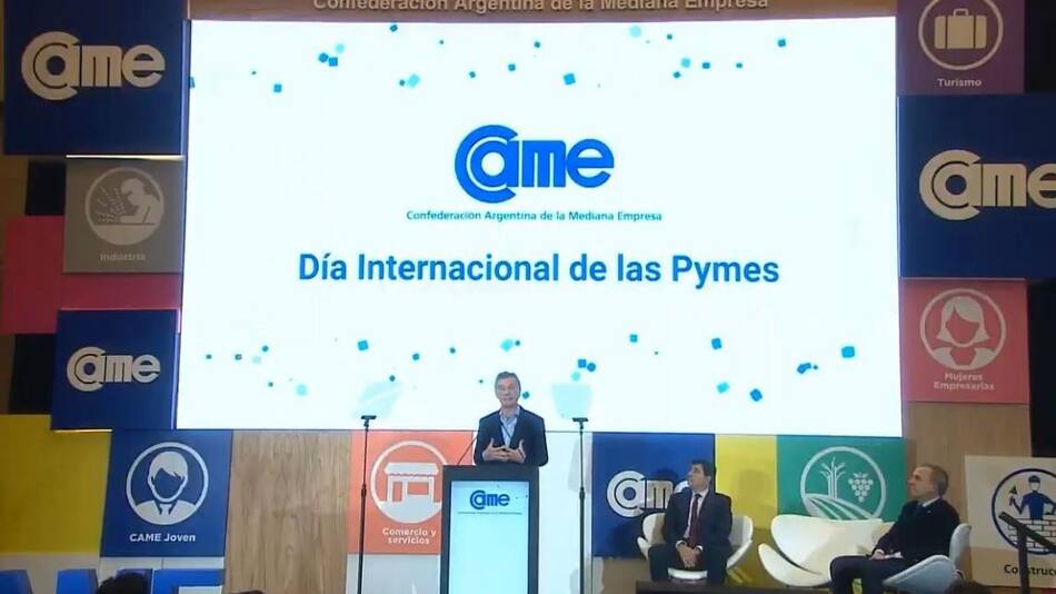 Mauricio Macri en acto de la CAME por el Día Internacional de las Pymes
