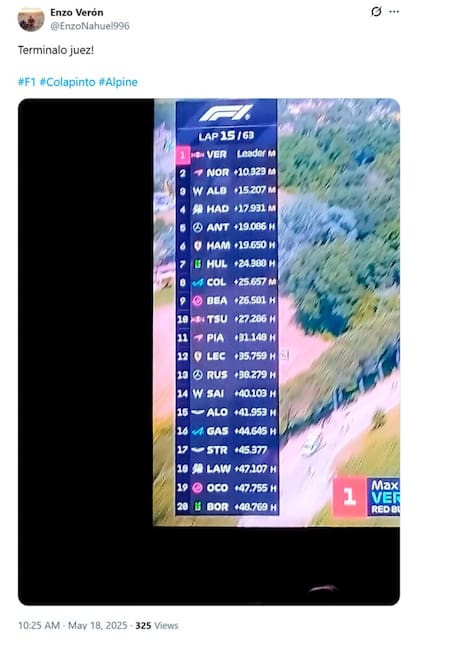 Los mejores memes de Franco Colapinto. Fotos: X.