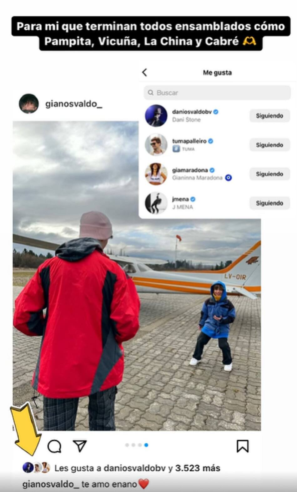 El guiño buena onda para Jimena Barón. Foto: Instagram/gossipeame.