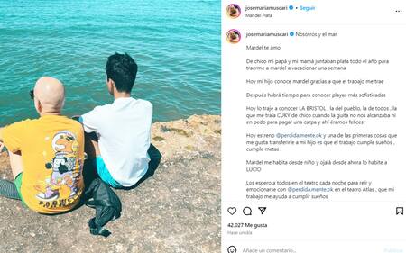 Muscari con su hijo de vacaciones. Foto: Instagram.