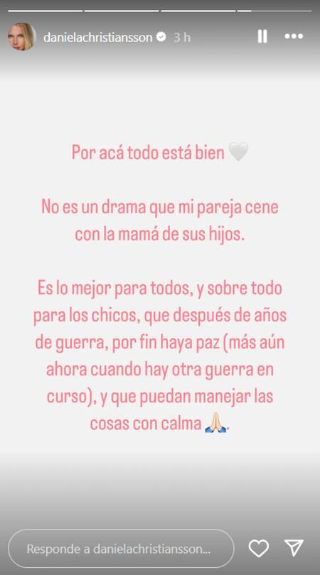 El posteo de Daniela Christiansson. Foto: Instagram.