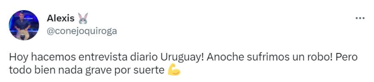 El tuit de Alexis Quiroga. Foto: Twitter.