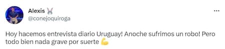 El tuit de Alexis Quiroga. Foto: Twitter.