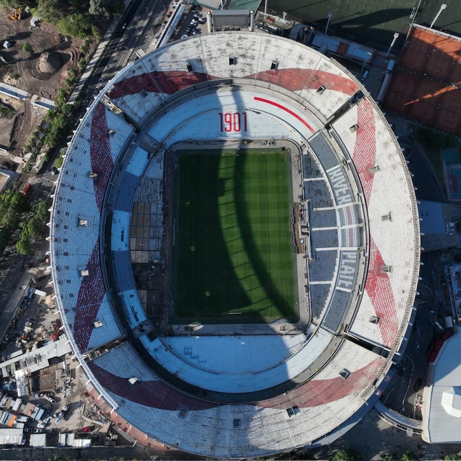 Vista aérea del estadio Monumental. Foto: Twitter @RiverPlate.