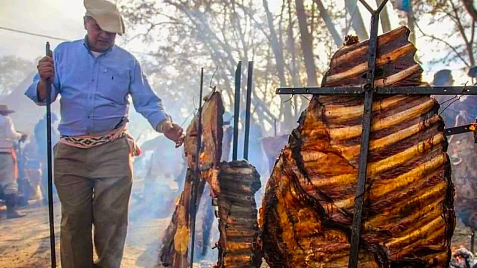 Asado a la estaca.