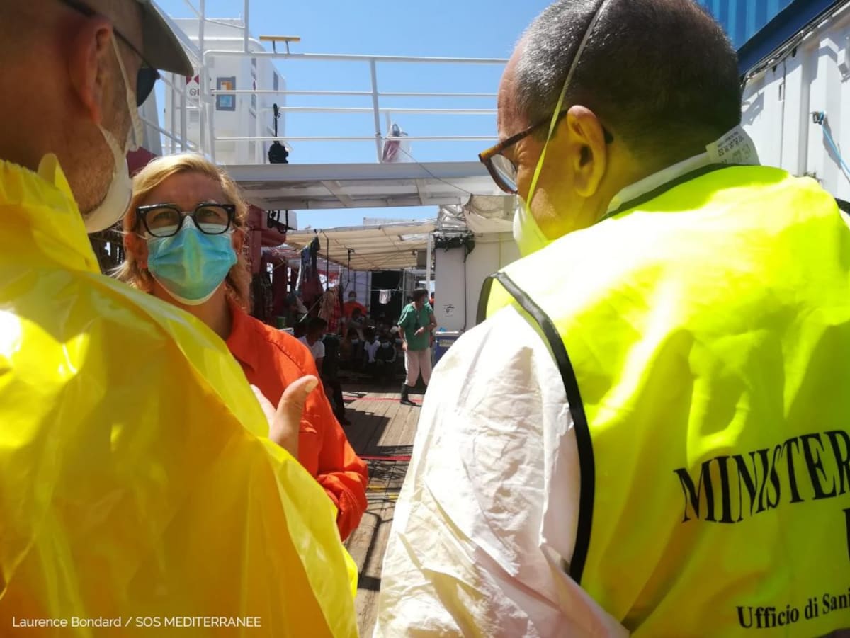 Ocean Viking, coronavirus, Italia, control de autoridades, Foto Twitter ONG SOS Mediterranée