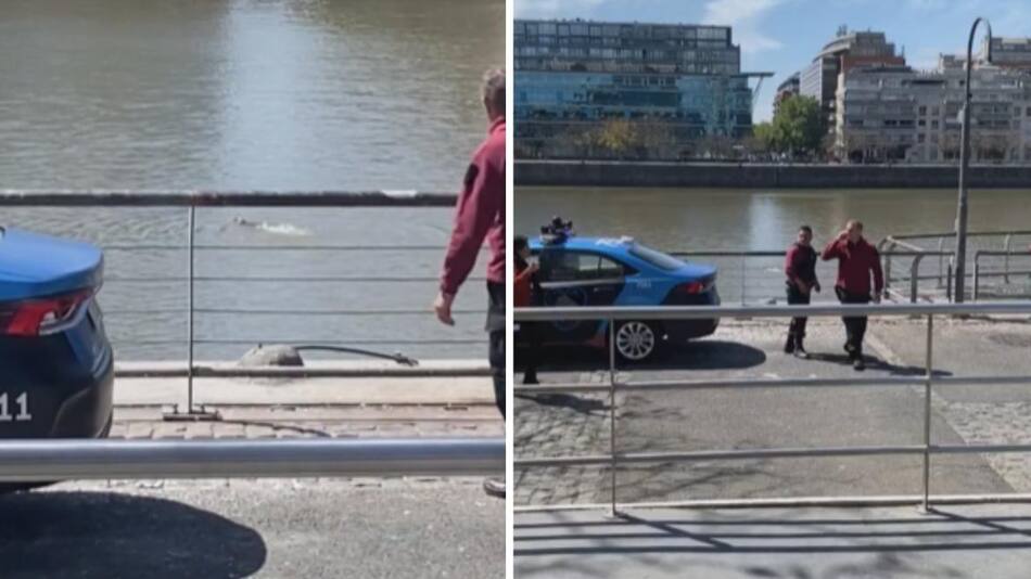 Hombre que se tiró al río tras ser detenido. Foto: captura video