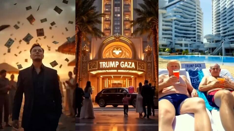 La estatua de oro de "Trump Gaza" en medio de una "reconstruida" Franja. Foto: Captura de video.