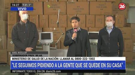 Kicillof y Gray, suministros contra coronavirus, Canal 26