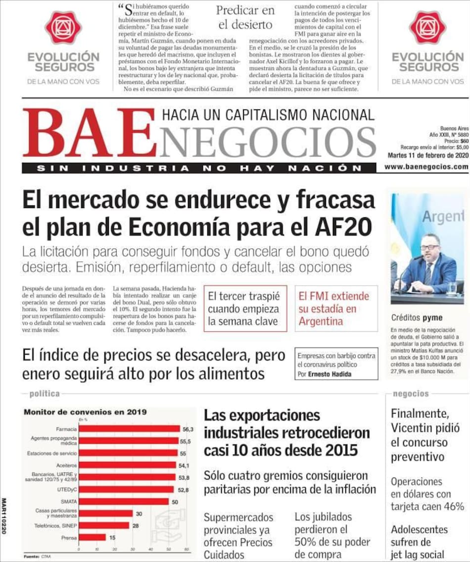 Tapas de Diarios, martes BAE 11 de febrero de 2020