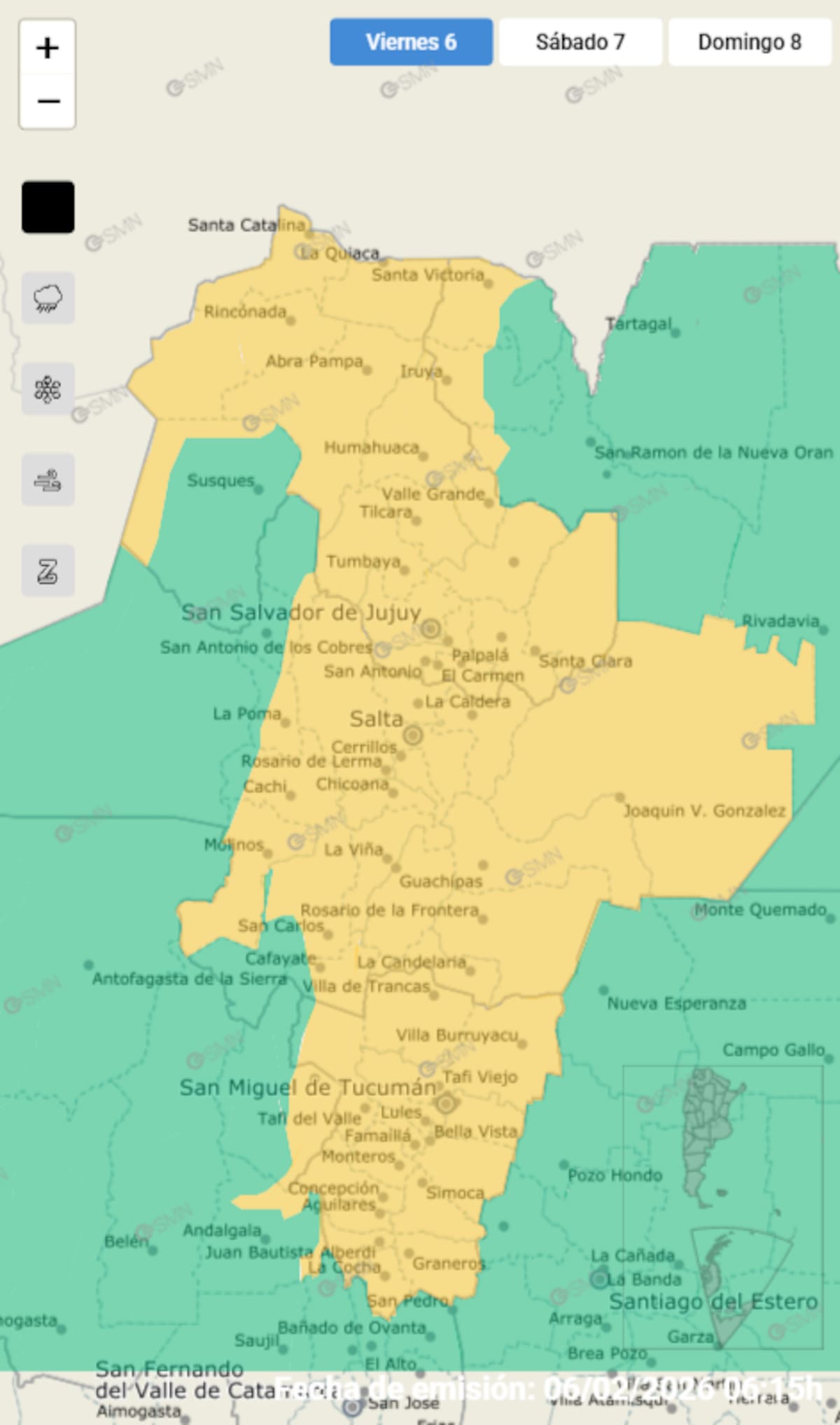 Alerta por tormentas en distintas provincias.