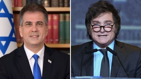 Eli Cohen, canciller israelí y Javier Milei, presidente electo de Argentina. Foto: X y NA.