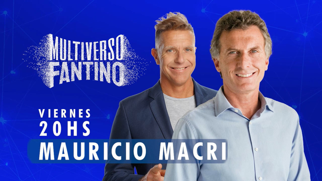 Mauricio Macri con Alejandro Fantino en Multiverso Fantino, por Telemax.