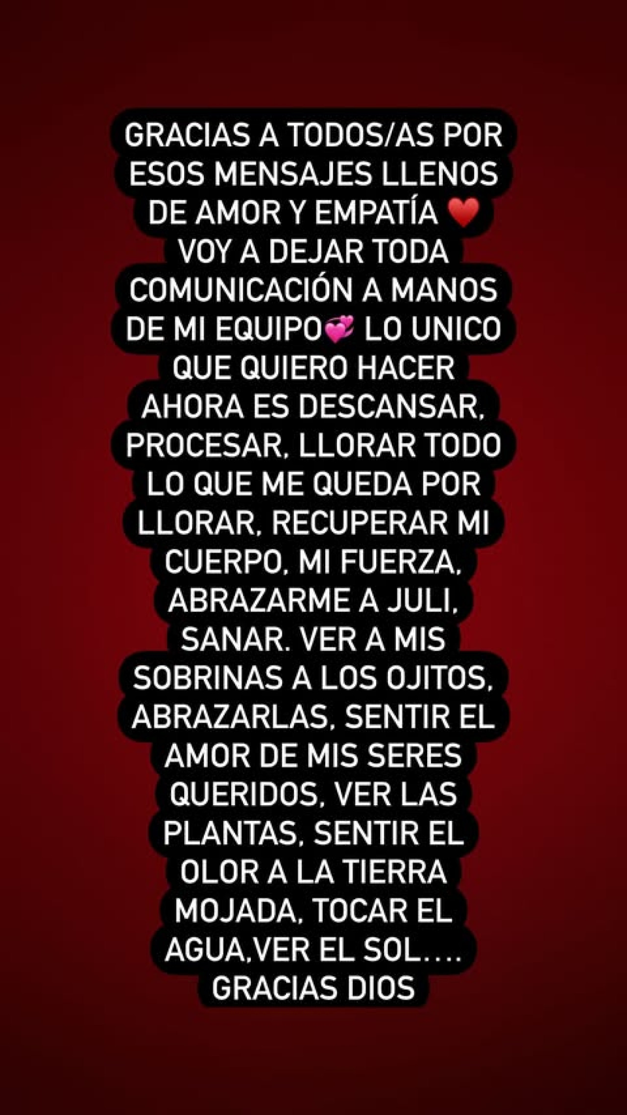 Posteos de María Becerra tras recibir el alta médica tras su internación. Foto: @mariabecerra.