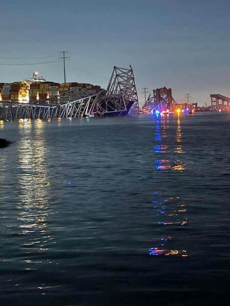 Derrumbe del puente de Baltimore, Estados Unidos. Foto: Reuters.