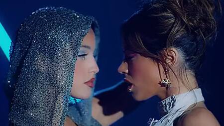 Emilia Mernes y Tini Stoessel. Foto: captura video.