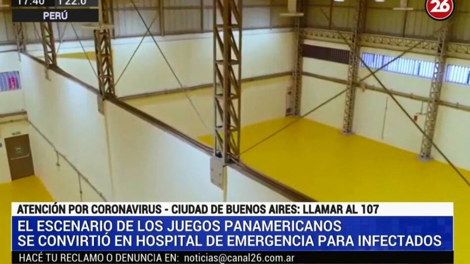 Sede de los Panamericanos de Perú adaptado para pacientes con coronavirus, CANAL 26