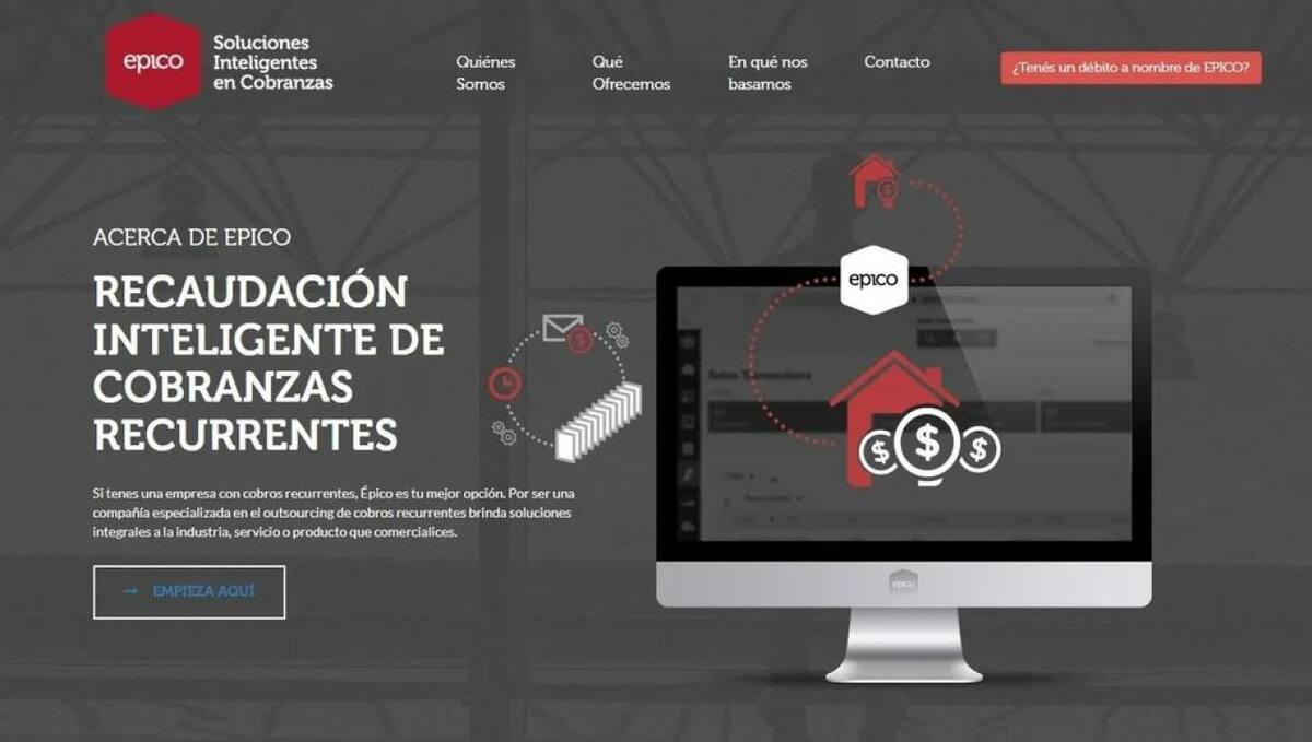 EPICO S.A., la empresa investigada sobre débitos automáticos no autorizados a jubilados. Foto: captura de pantalla.