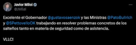 Javier Milei se expresó sobre la instalación de un alambrado en la frontera con Bolivia. Foto: Captura X.