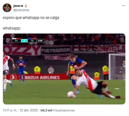 Memes sobre la caída de WhatsApp. Foto: X.