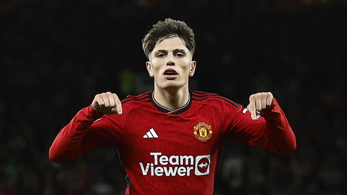 Festejo de Alejandro Garnacho para el Manchester United. Foto: REUTERS.
