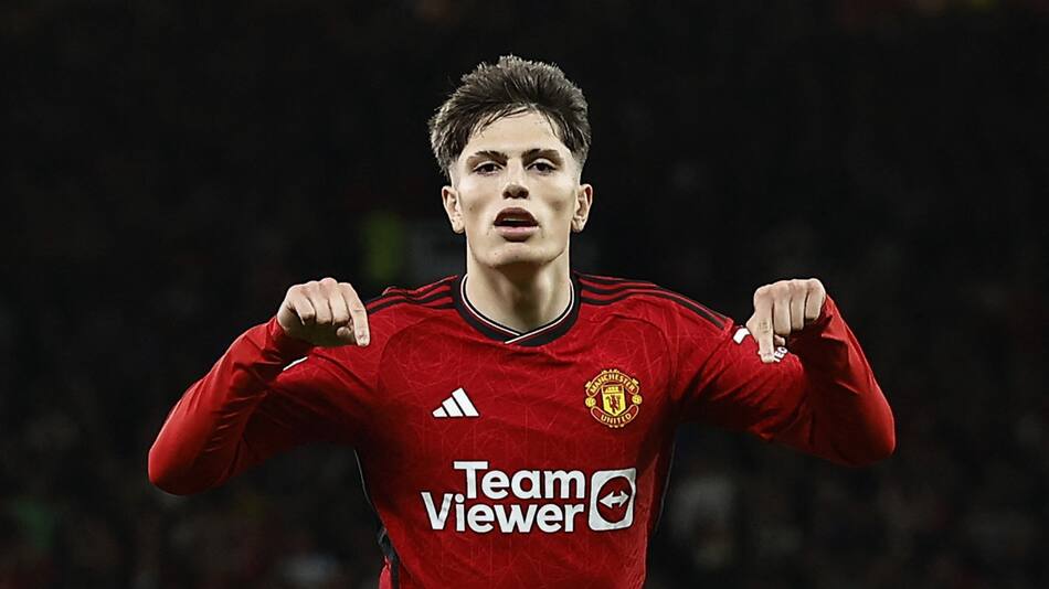 Festejo de Alejandro Garnacho para el Manchester United. Foto: REUTERS.