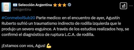 Agustín Ruberto se rompió los ligamentos. Foto: captura