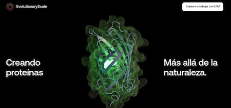 Ilustración de la nueva proteína fluorescente verde desarrollada por la inteligencia artificial. Foto: Evolutionary Scale.