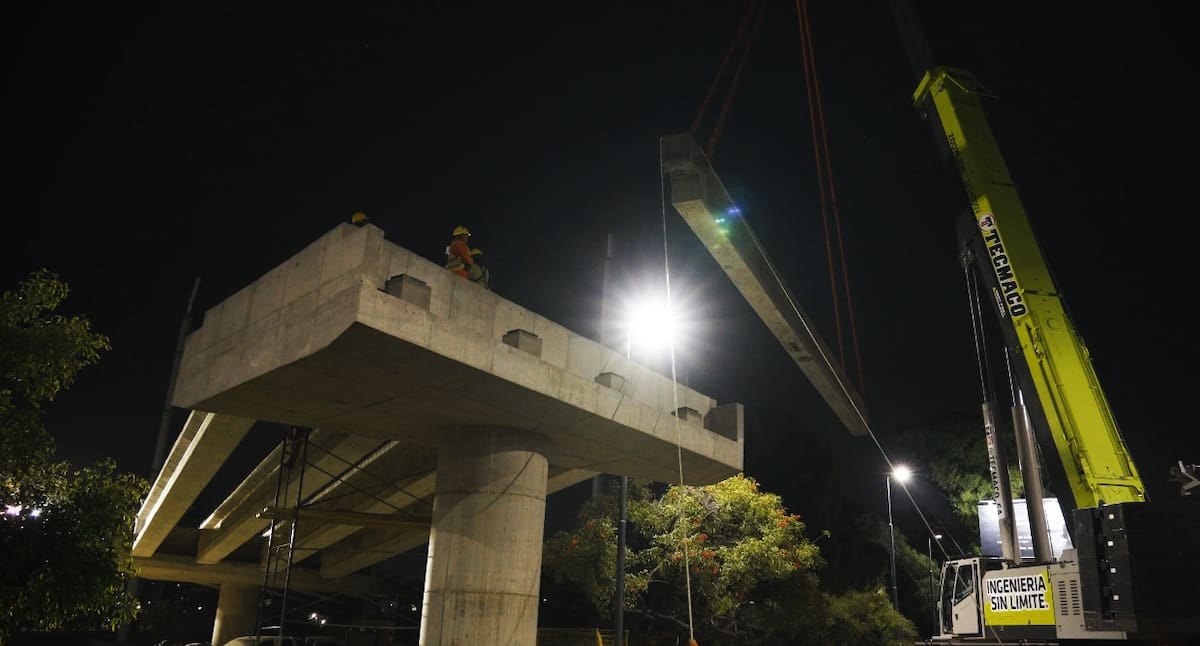 Obras sobre el Puente Cantilo, en CABA.