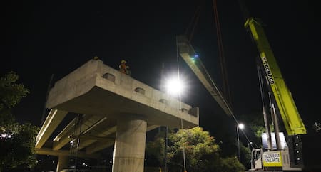 Obras sobre el Puente Cantilo, en CABA.