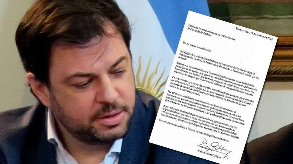 Valentín Díaz Gilligan - Renuncia