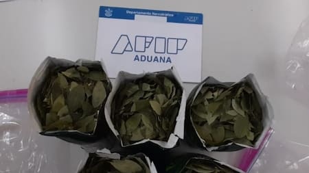 Aduana descubrió hojas de coca escondidas en paquetes de yerba. Foto: AFIP