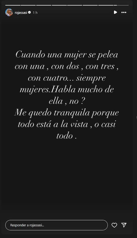 El descargo de Sabrina Rojas. Foto: Instagram @rojassasi