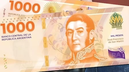 Billete de $1.000. Foto: Banco Central.