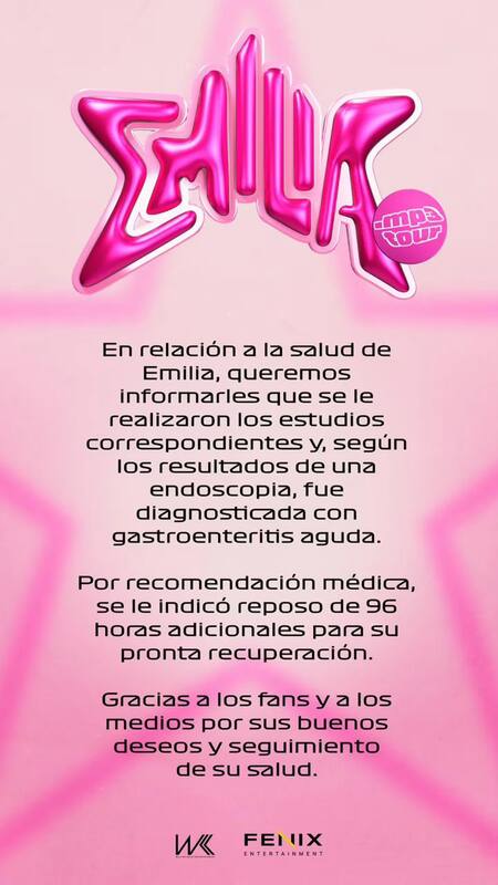 El comunicado sobre la salud de Emilia Mernes. Foto: Instagram.