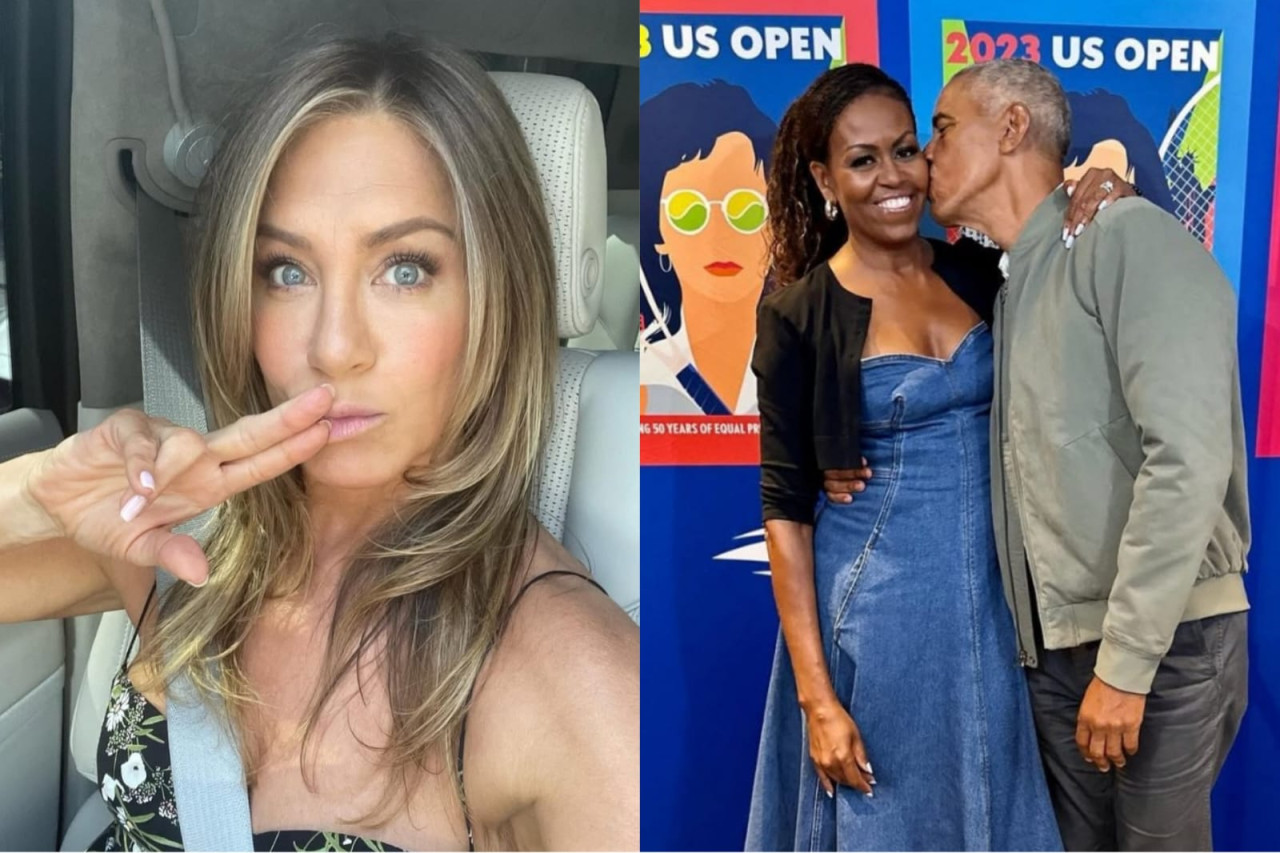 Jennifer Aniston, Barack Obama y Michelle Obama. Foto: Instagram / jenniferaniston - barackobama.