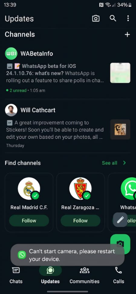 Error en la edición 2.24.2.13 de WhatsApp. Foto: WABetaInfo.