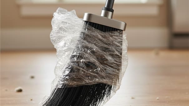 Papel film en la escoba: cómo funciona el truco de limpieza que se vuelve indispensable a la hora de barrer