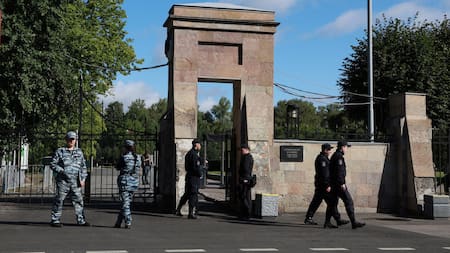Cementerio Serafímovskoe, operativo por sepelio de Yevgueni Prigozhin. Foto: Reuters.