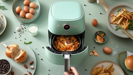 El truco con percarbonato de sodio que deja la freidora de aire como nueva y elimina la grasa en cuestión de minutos