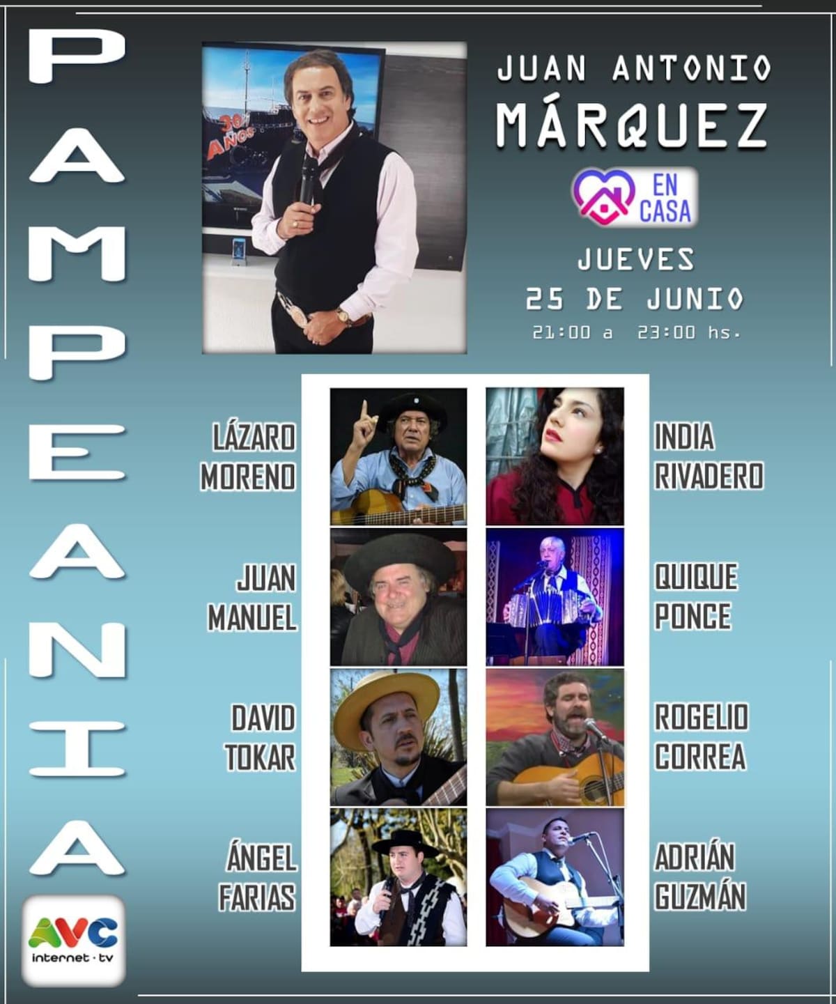 Juan Antonio Márquez, Pampeania, AVC internet Tv, música