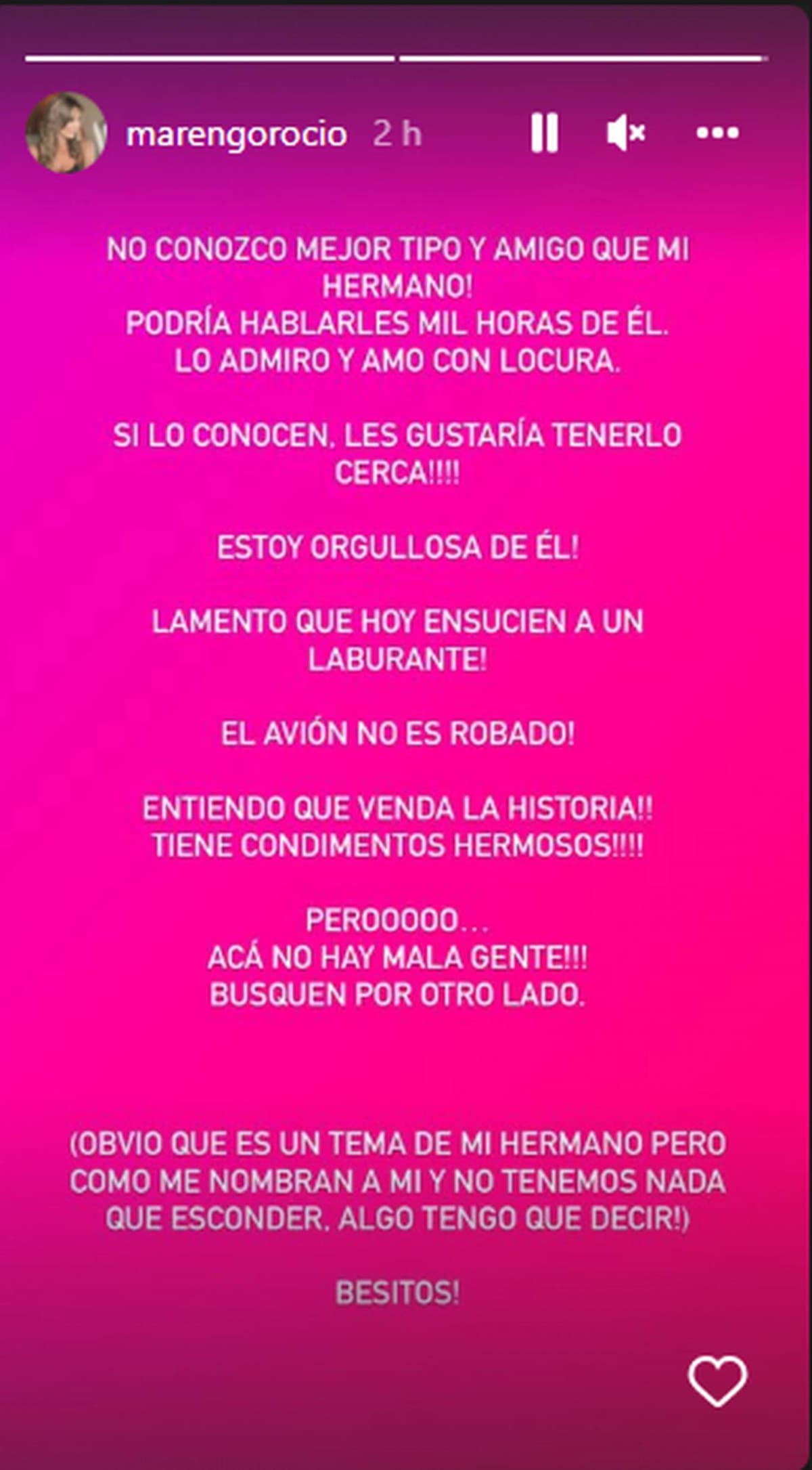 Historia de Rocio Marengo. Foto: Instagram.
