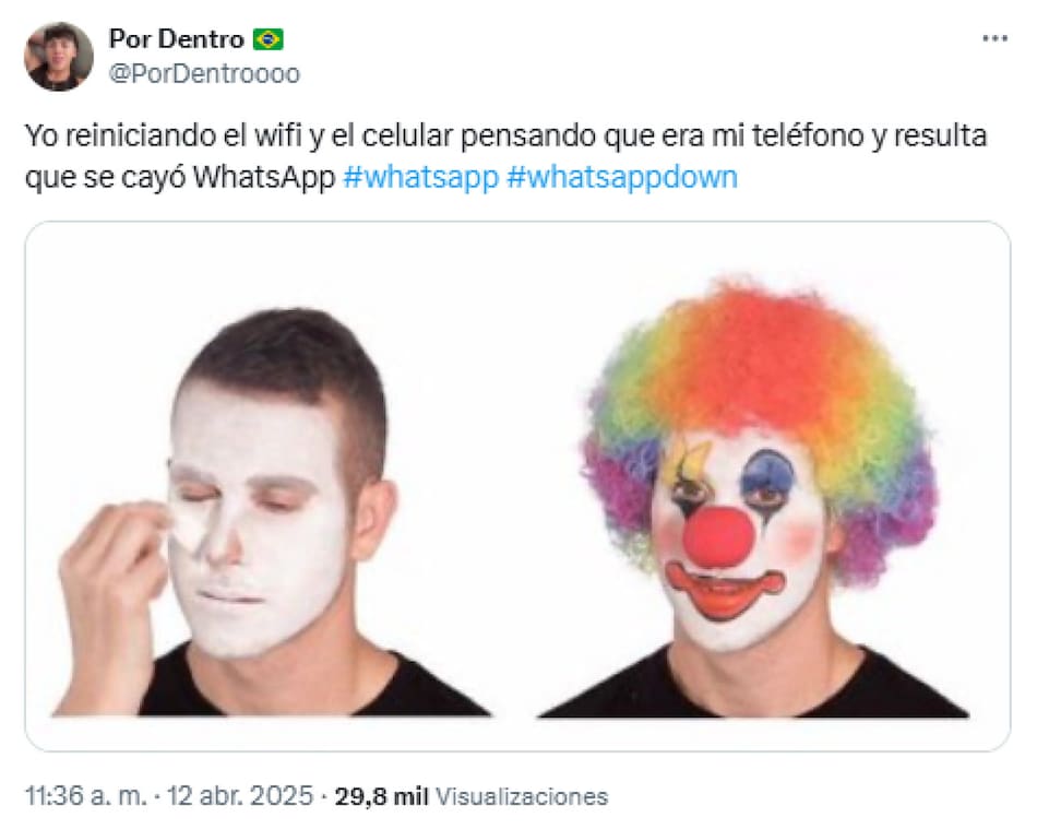 Memes sobre la caída de WhatsApp. Foto: X.