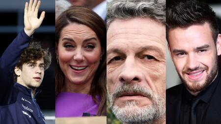 Franco Colapinto, Kate Middleton, Daniel Fanego y Liam Payne. Fotos: Reuters.